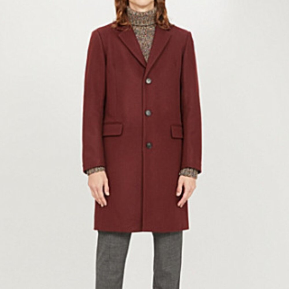 NWT Sandro Paris Apollo Wool Coat in Bordeaux XXL